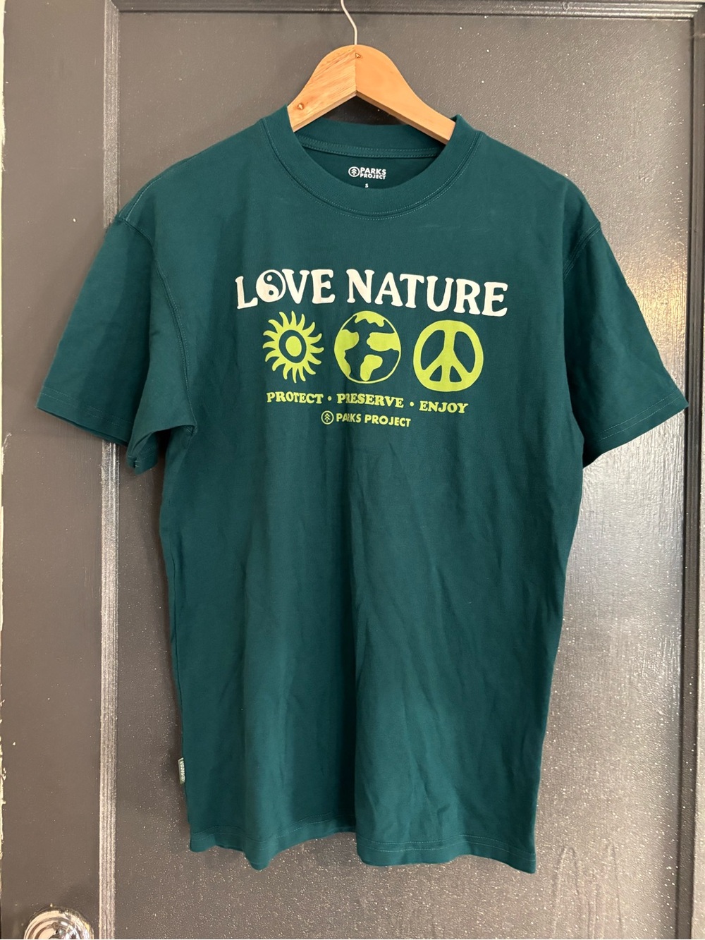 Parks Project Dark Green 'Love Nature' Graphic Tee with Yellow Accents
